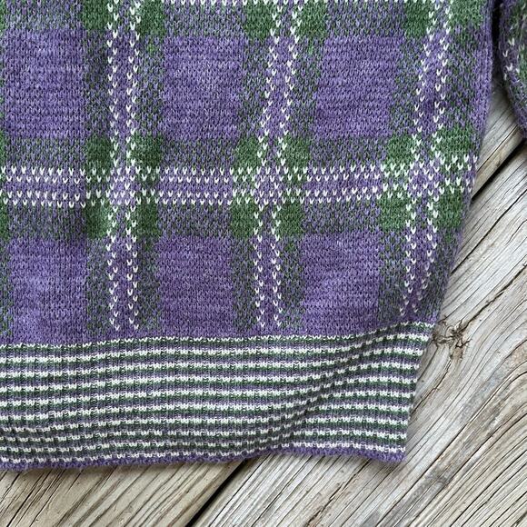 Jane Colby Women's Vintage Purple And Green Zip Front Cardigan Size M - Picture 5 of 7